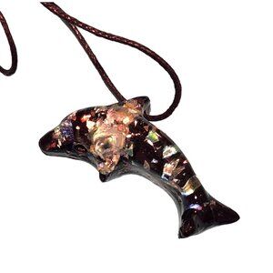 Handmade Resin Dolphin Pendant Necklace With Adjustable Cord